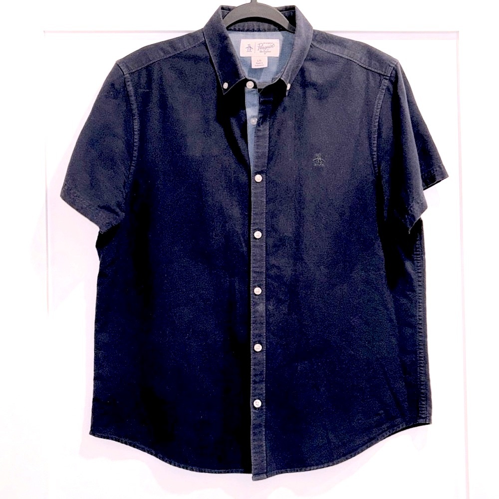 Original Penguin Classic Fit Button Down 100% Cotton Shirt Short Sleeve LARGE